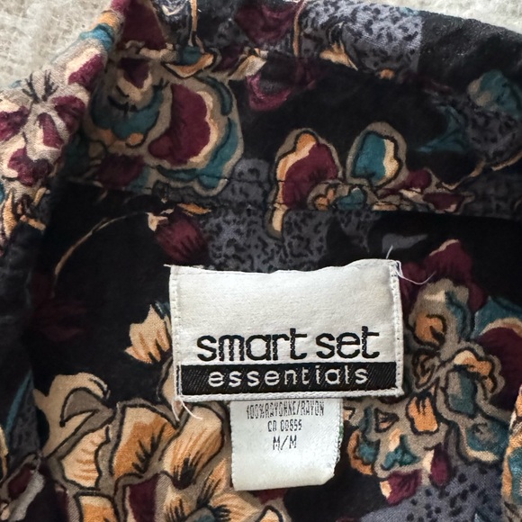 Vintage 90s Y2K Smart Set psychedelic Floral Button Down Shirt oversized medium - Picture 6 of 6